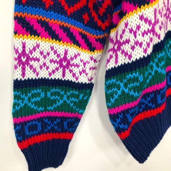 Ashley Colorful Design Stripe Knit Pullover Retro Crew Neck Sweater - Picture 6 of 15